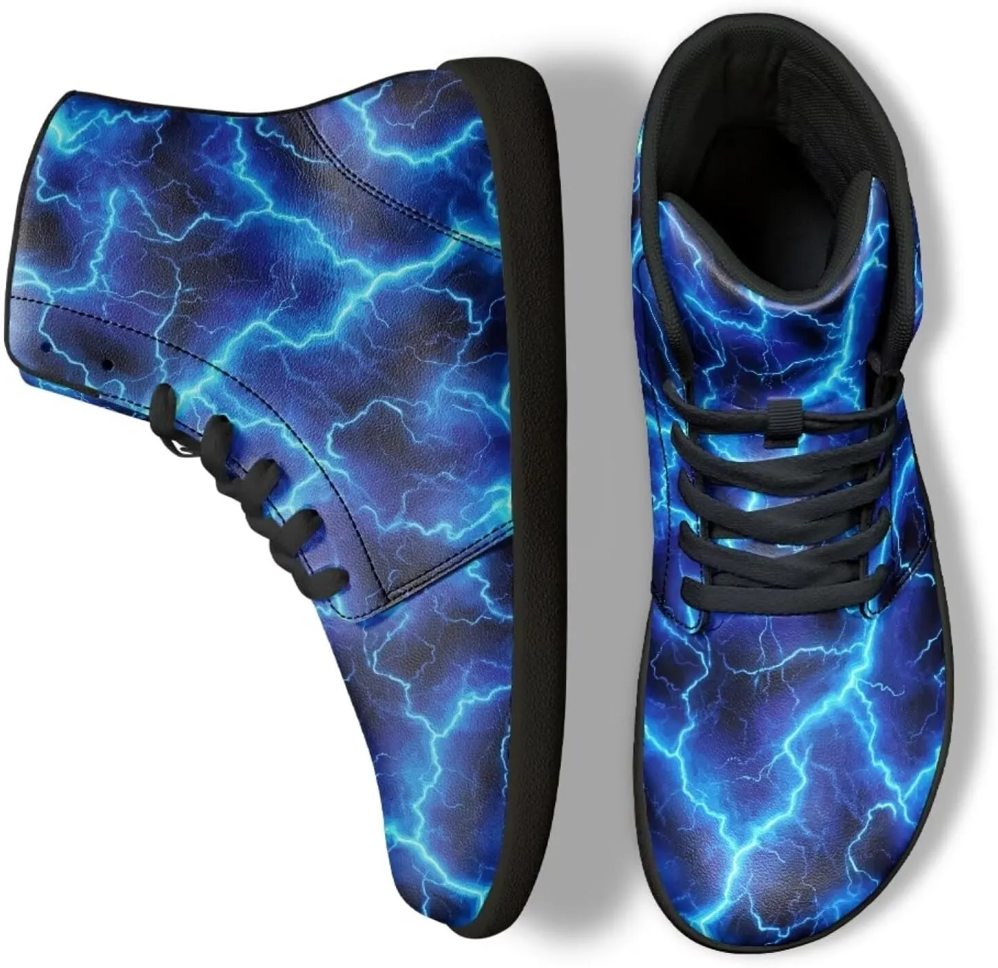 Jeiento Nature Pattern Mens Walking Shoes High Top Barefoot Running Shoes Wide Toe