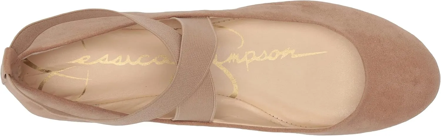 Jessica Simpson Mandayss Women's Pull-On Criss-Cross Ankle Ballet Flats Shoes