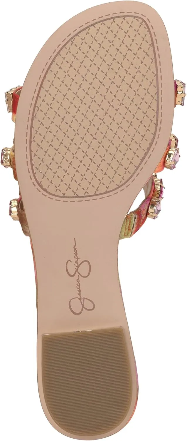 Jessica Simpson Womens Detta Rhinestone Slip On Slide Sandals