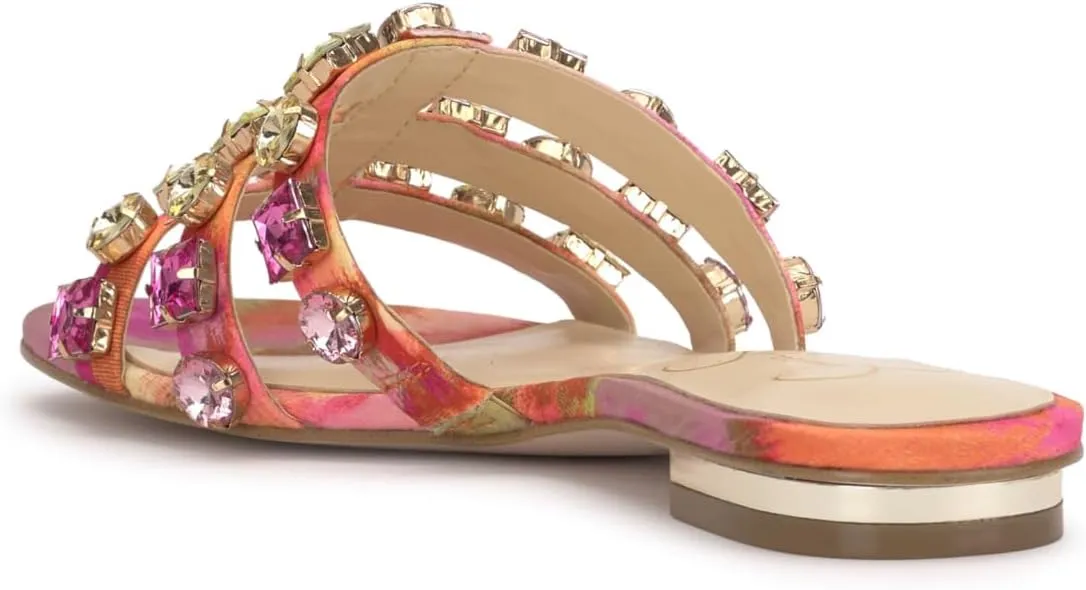 Jessica Simpson Womens Detta Rhinestone Slip On Slide Sandals
