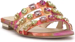 Jessica Simpson Womens Detta Rhinestone Slip On Slide Sandals