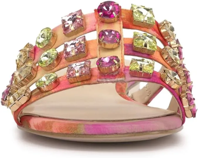 Jessica Simpson Womens Detta Rhinestone Slip On Slide Sandals