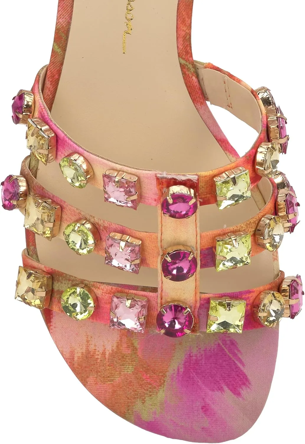 Jessica Simpson Womens Detta Rhinestone Slip On Slide Sandals