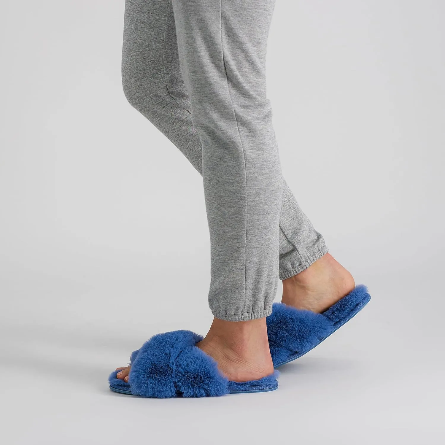 Jessica Simpson Women's Fashion Faux Feather Slide-On Memory Foam Slipper