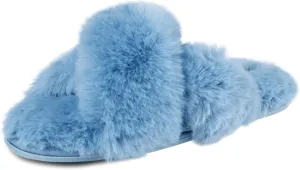 Jessica Simpson Women's Fashion Faux Feather Slide-On Memory Foam Slipper