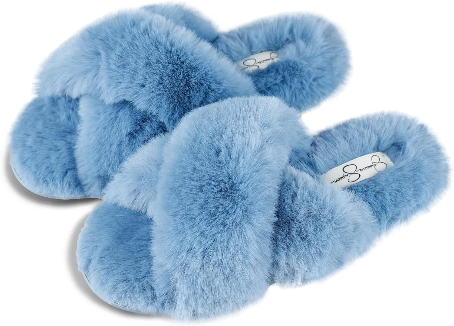 Jessica Simpson Women's Fashion Faux Feather Slide-On Memory Foam Slipper