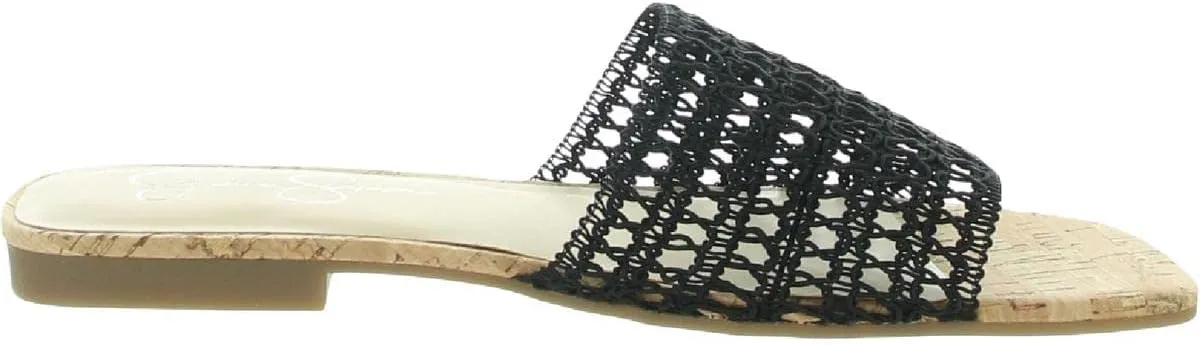 Jessica Simpson Womens Rilane Man Made Slip-On Flat Sandals