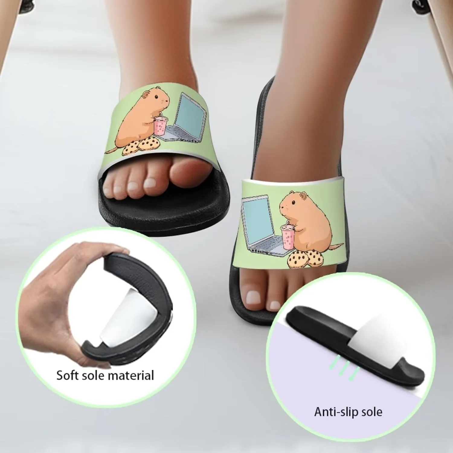 JoyLamoria Animal Print Sandals House Slides Children's Cozy Pillow Slippers Soft Cushioned Lightweight Summer Fashionable