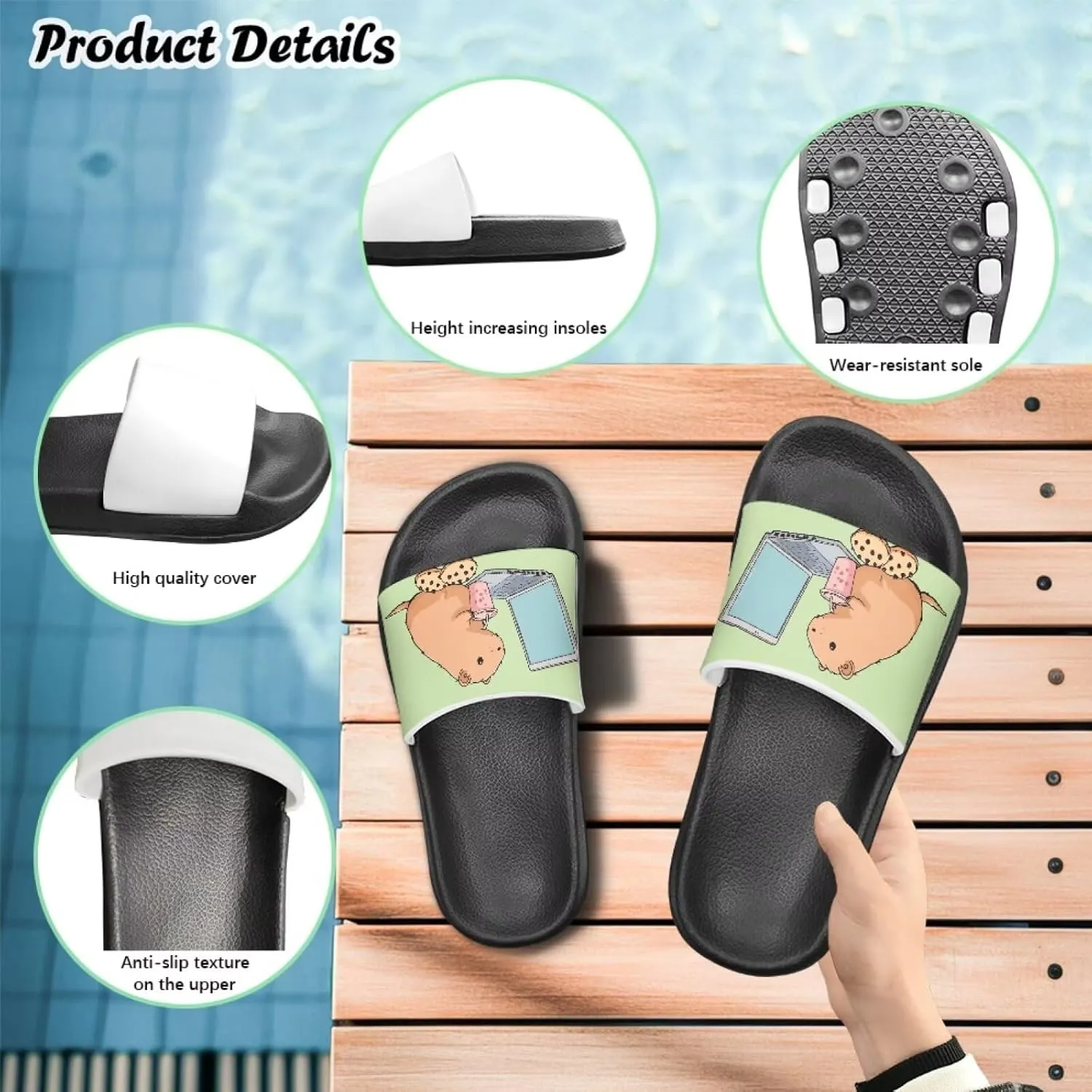 JoyLamoria Animal Print Sandals House Slides Children's Cozy Pillow Slippers Soft Cushioned Lightweight Summer Fashionable