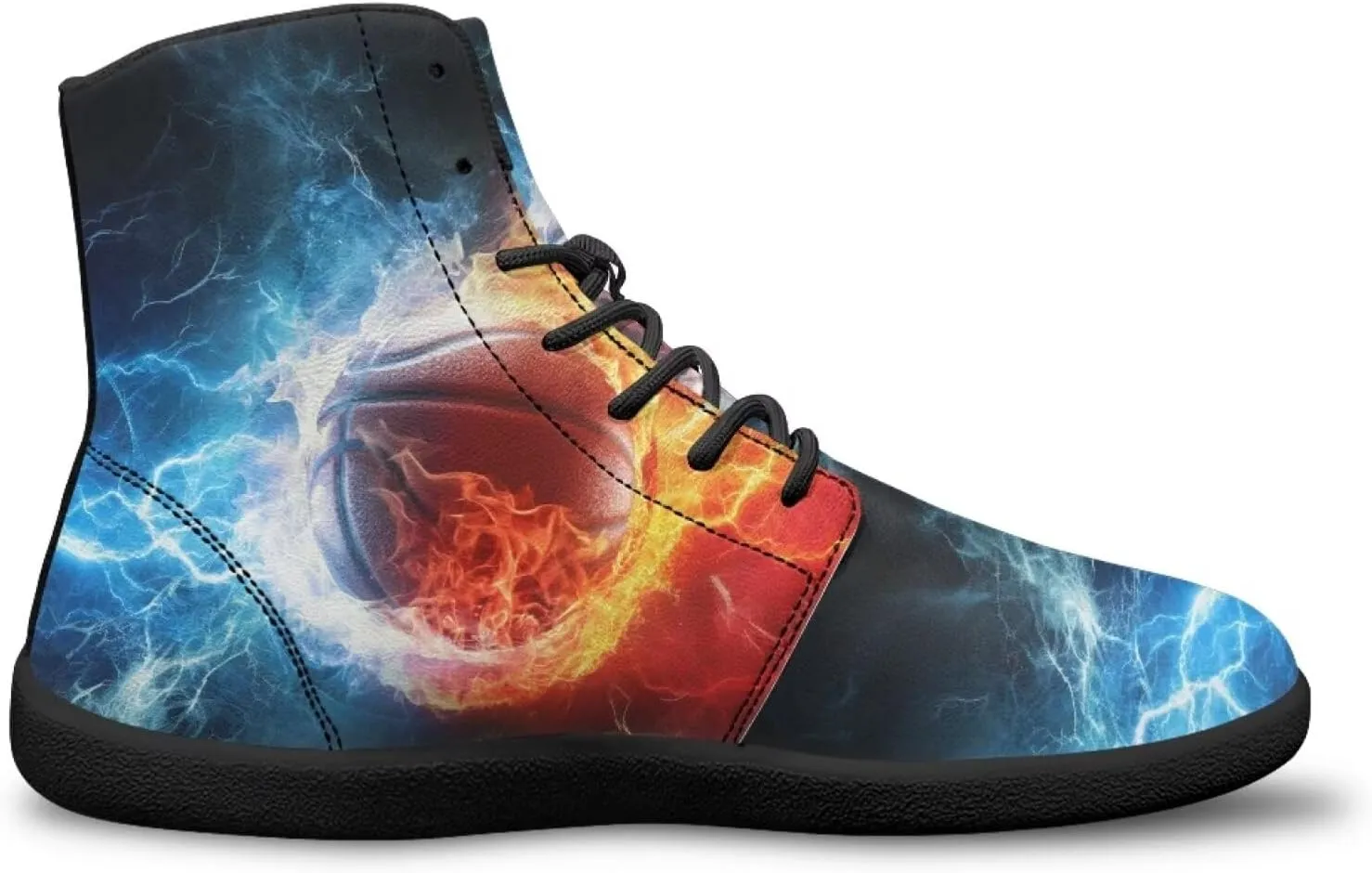 JoyLamoria Bling Bling Butterfly Print High Top Sneakers Lace up Leather Shoes Fashion High Top Flats Barefoot Wide Shoes Y2K for Girls
