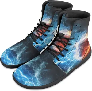 JoyLamoria Bling Bling Butterfly Print High Top Sneakers Lace up Leather Shoes Fashion High Top Flats Barefoot Wide Shoes Y2K for Girls