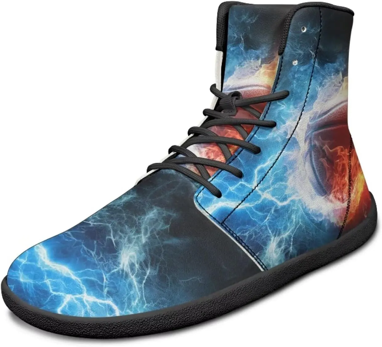 JoyLamoria Bling Bling Butterfly Print High Top Sneakers Lace up Leather Shoes Fashion High Top Flats Barefoot Wide Shoes Y2K for Girls