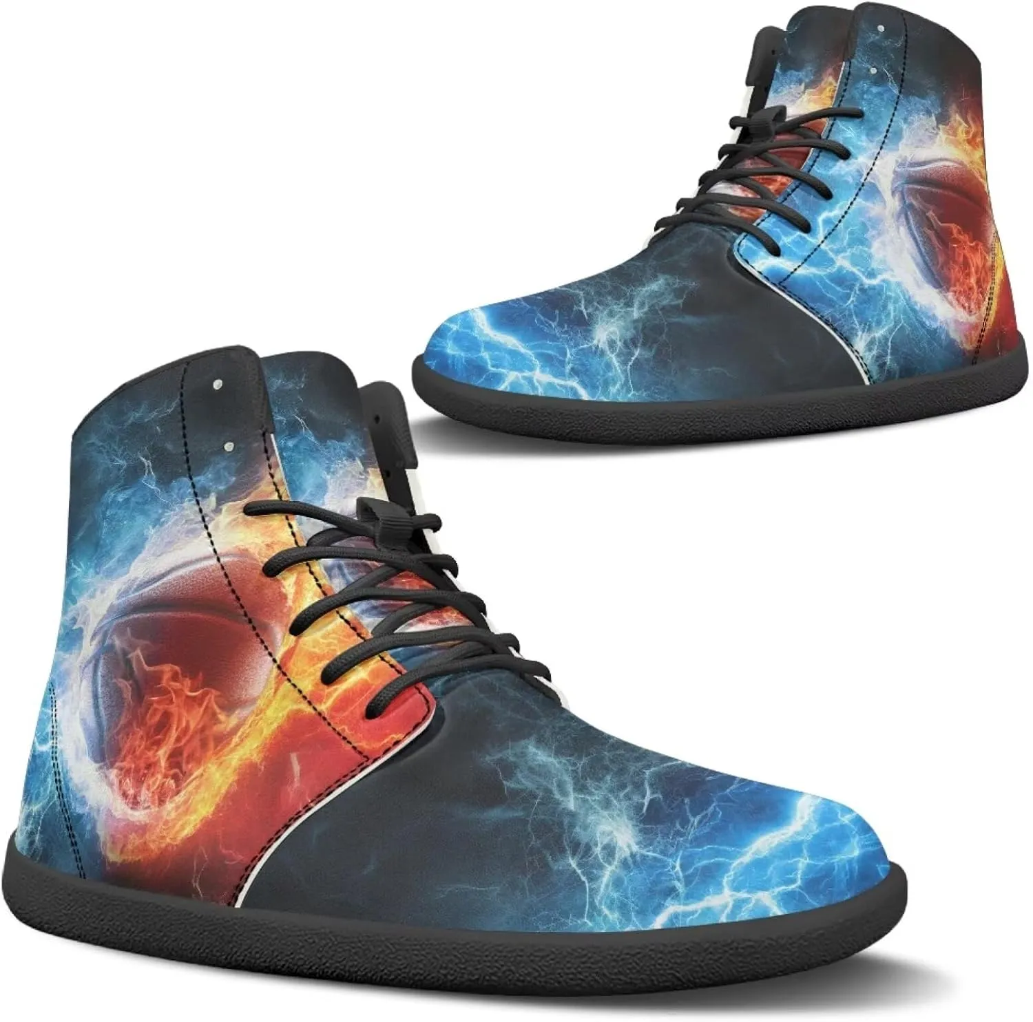 JoyLamoria Bling Bling Butterfly Print High Top Sneakers Lace up Leather Shoes Fashion High Top Flats Barefoot Wide Shoes Y2K for Girls