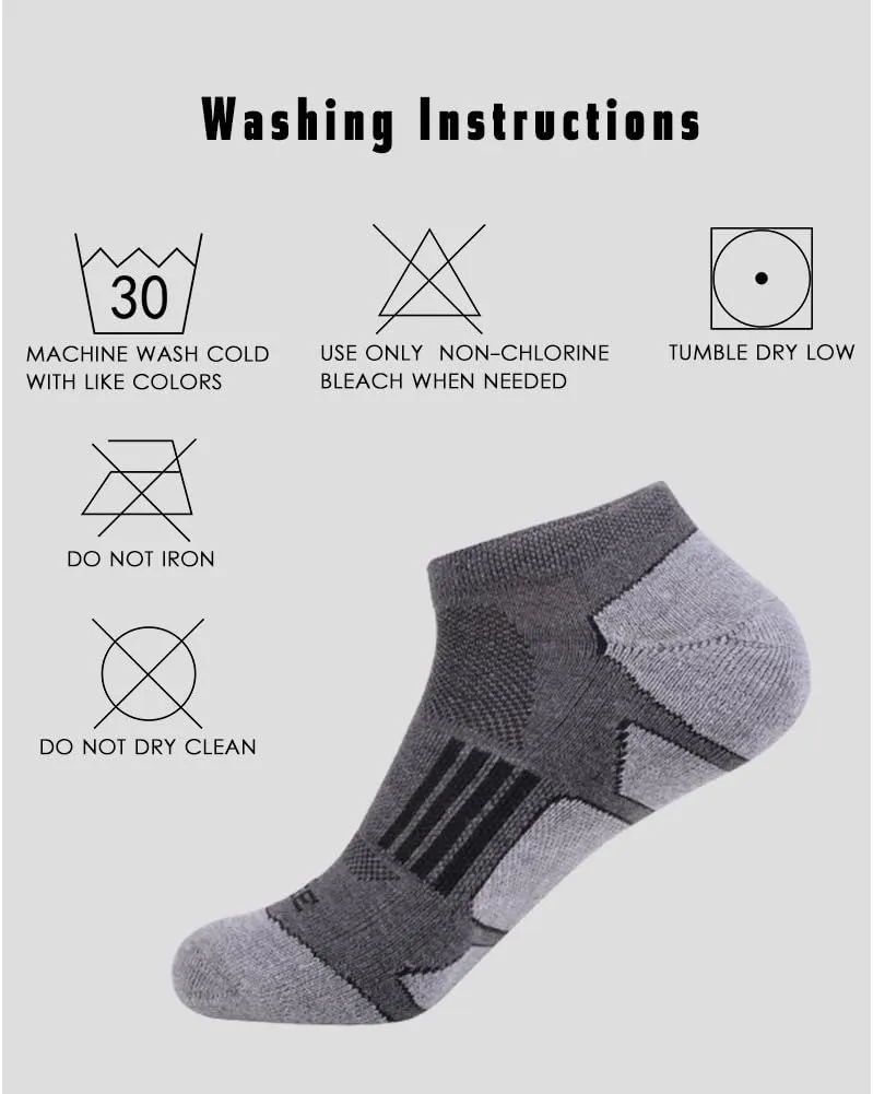 JOYNÉE Men's 6 Pack Athletic No Show Performance Cushioned Low Cut Running Socks
