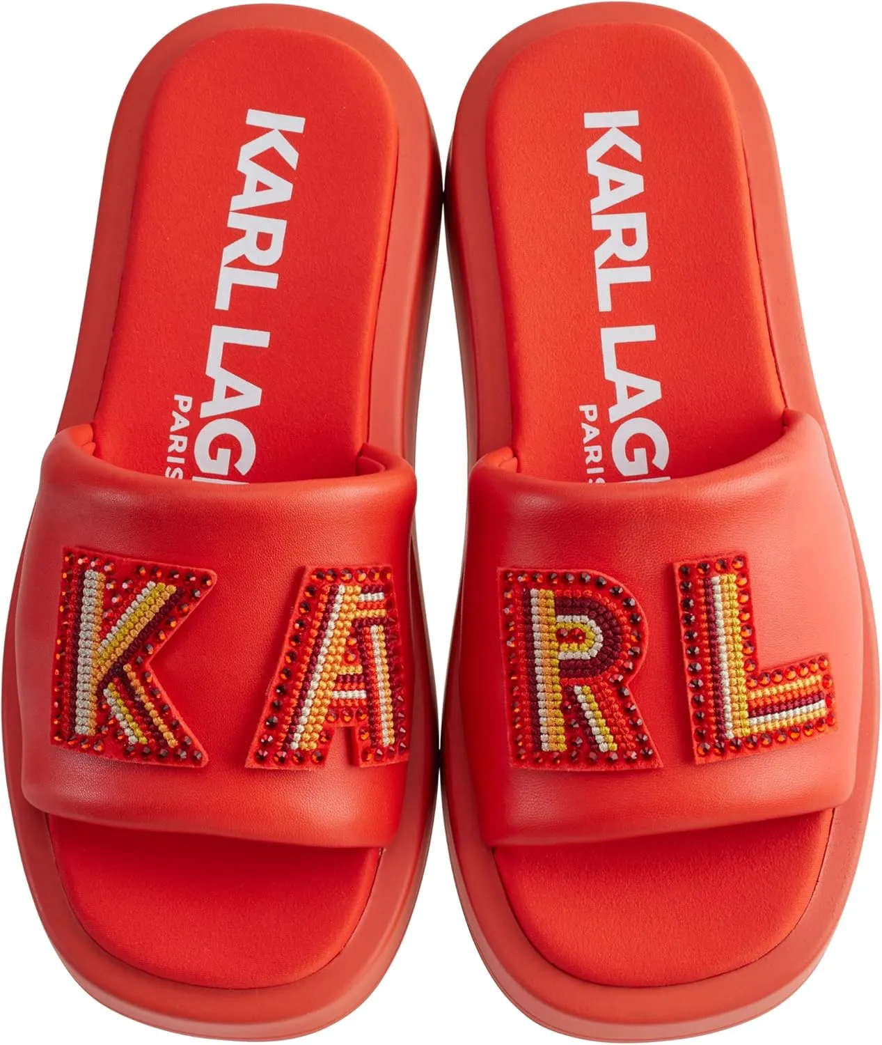 Karl Lagerfeld Paris Women's Opal Embellished Platform Sandal Slide