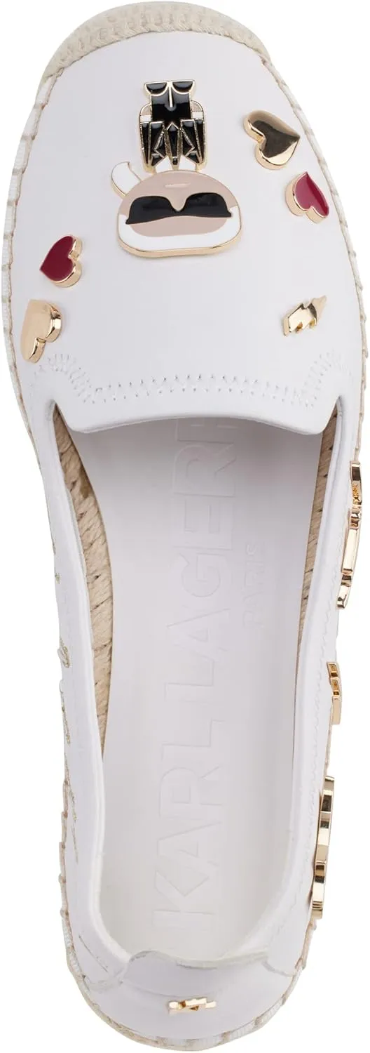KARL LAGERFELD womens Michaela Slip on Embellished Flat Espadrille