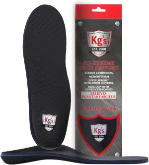 KG's Arch Support – Cushioned Memory Foam Insoles to Provide Arch Support & Help Relieve Plantar Fasciitis Pain and Ankle, Knee, and Foot Pain, with Odor Control - 1 Pair (M 10-11.5 W 12-13.5)