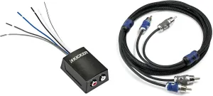 Kicker 46KISLOC2 K-Series Stereo Line-Output Converter w/Remote Turn-On Output & 46QI22 2 Meter 2-Channel Signal Cable