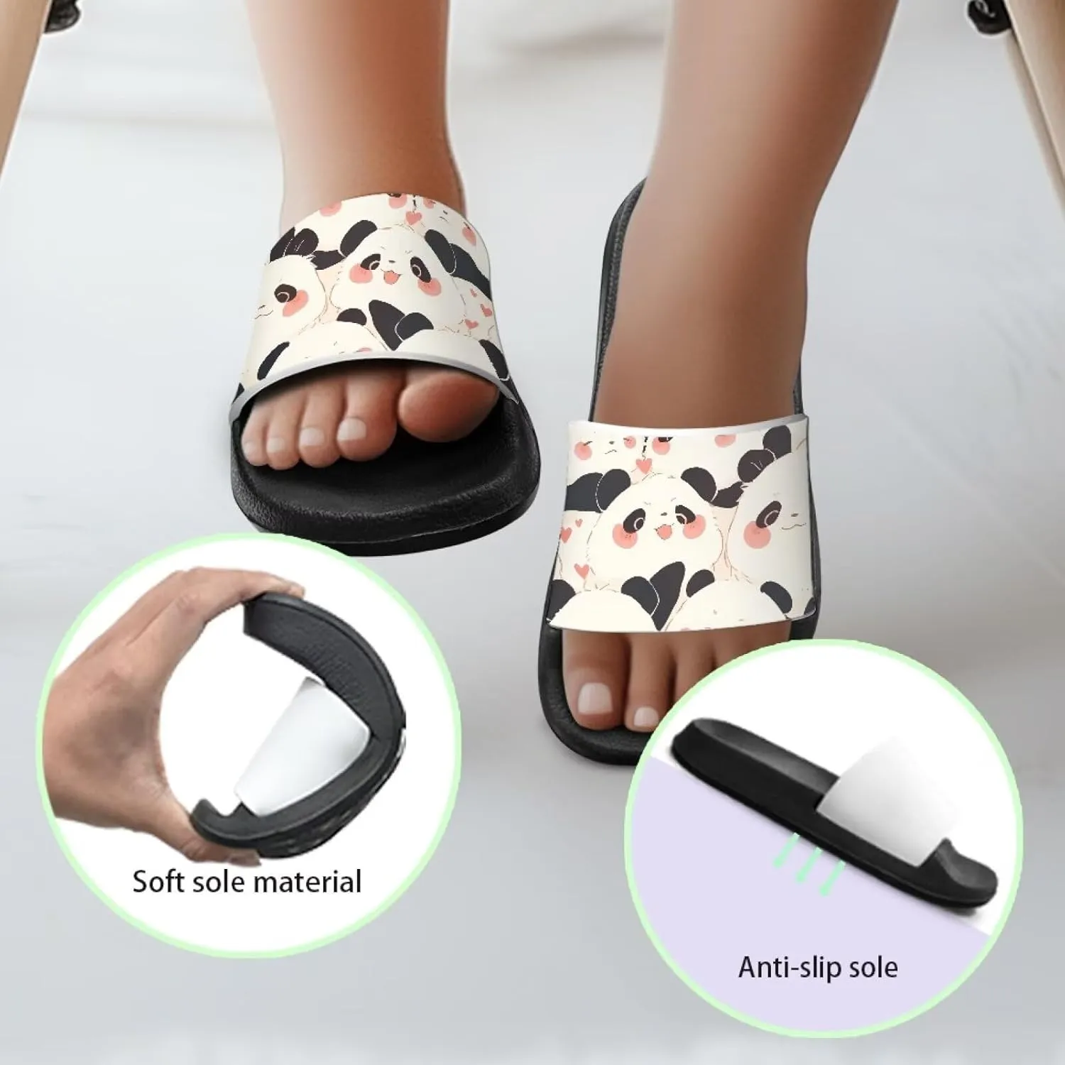 Kids EVA Slides Girls Slip On Slide Sandals Comfort Non-Slip Cushioned Sole Slippers Summer Shower Shoes Pool Beach Water Shoes
