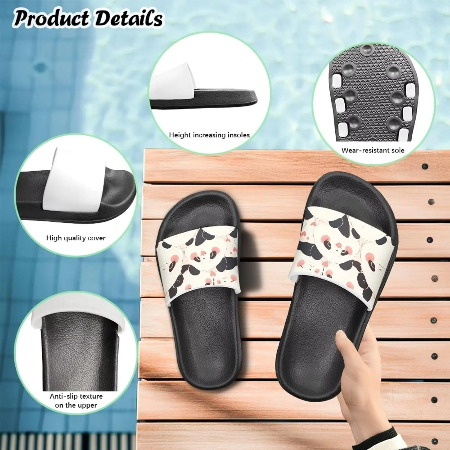 Kids EVA Slides Girls Slip On Slide Sandals Comfort Non-Slip Cushioned Sole Slippers Summer Shower Shoes Pool Beach Water Shoes