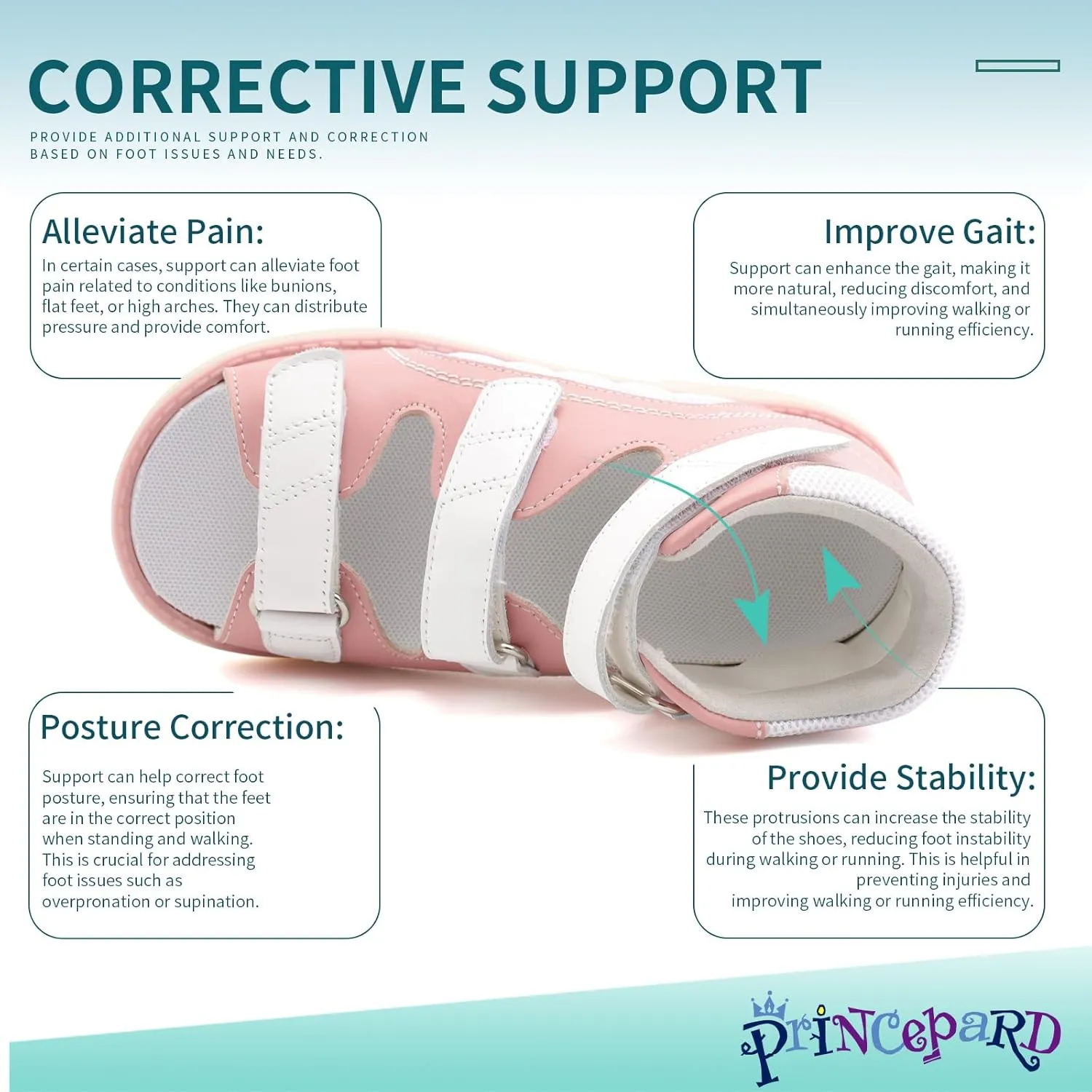 Kids Orthopedic Sandals with Arch and Ankle Support,High Top Shoes