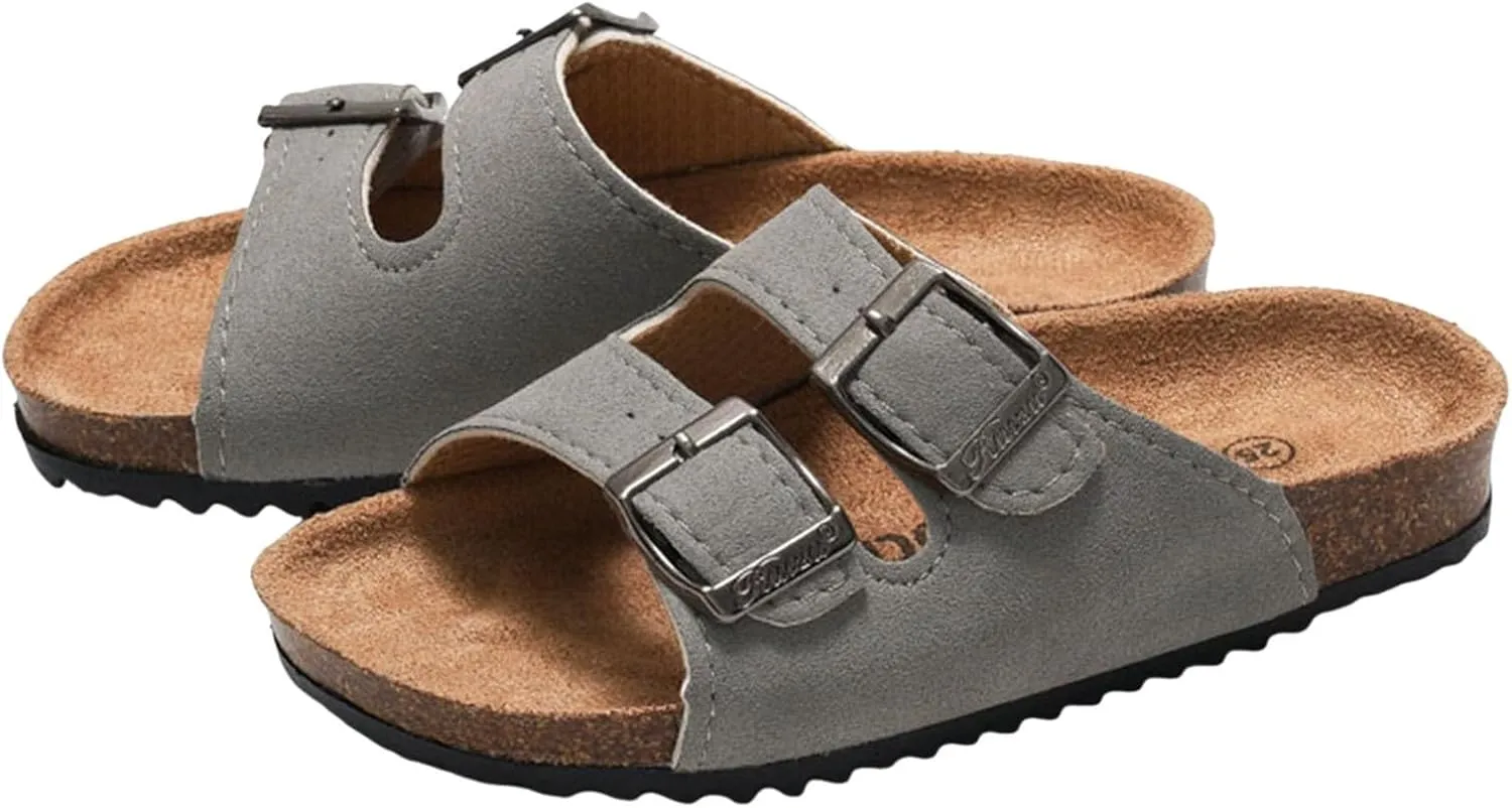 Kids Sandals Boys Girls Slide Non-slip Cork Open Toes Slippers with Adjustable Straps Slides for Kids Toddler