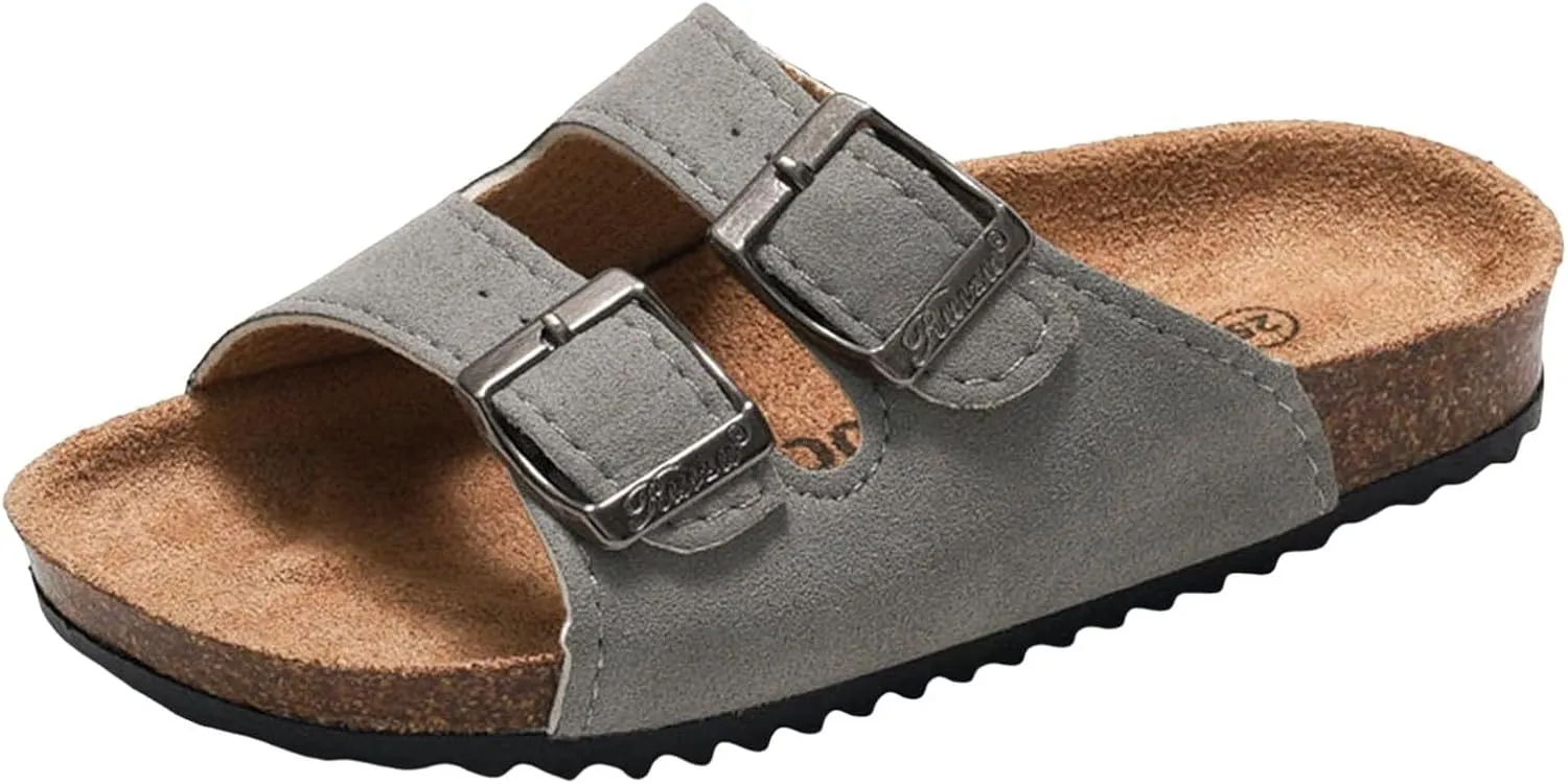 Kids Sandals Boys Girls Slide Non-slip Cork Open Toes Slippers with Adjustable Straps Slides for Kids Toddler