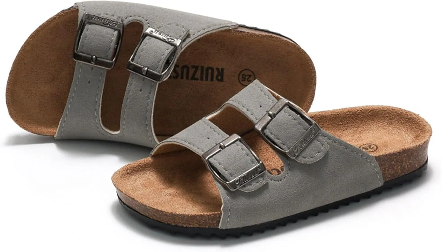 Kids Sandals Boys Girls Slide Non-slip Cork Open Toes Slippers with Adjustable Straps Slides for Kids Toddler