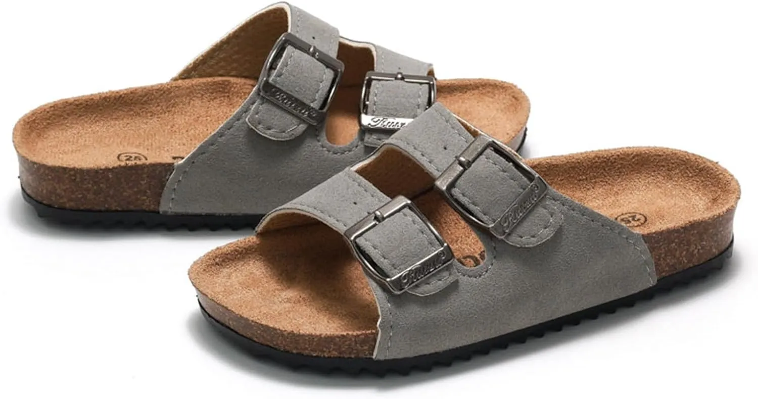 Kids Sandals Boys Girls Slide Non-slip Cork Open Toes Slippers with Adjustable Straps Slides for Kids Toddler