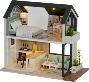 Kisoy Romantic and Cute Dollhouse Miniature DIY House Kit Creative Room Perfect DIY Gift for Friends, Lovers and Families (Peaceful Time)