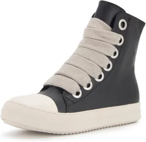Kluolandi Fashion High Top Sneakers for Women Wide Lace Up Black White Platform Sneaker Shoes with Zipper