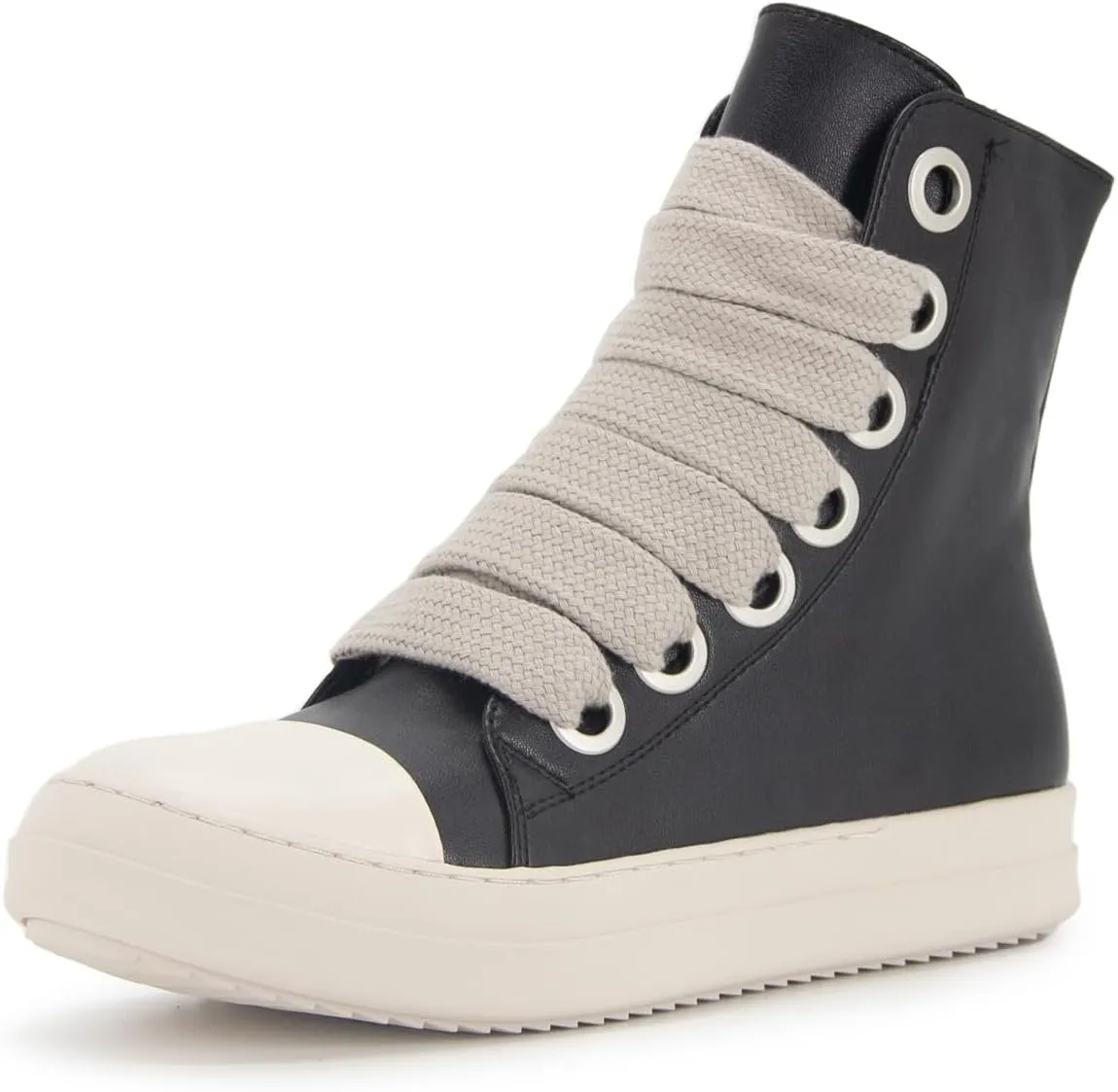 Kluolandi Fashion High Top Sneakers for Women Wide Lace Up Black White Platform Sneaker Shoes with Zipper