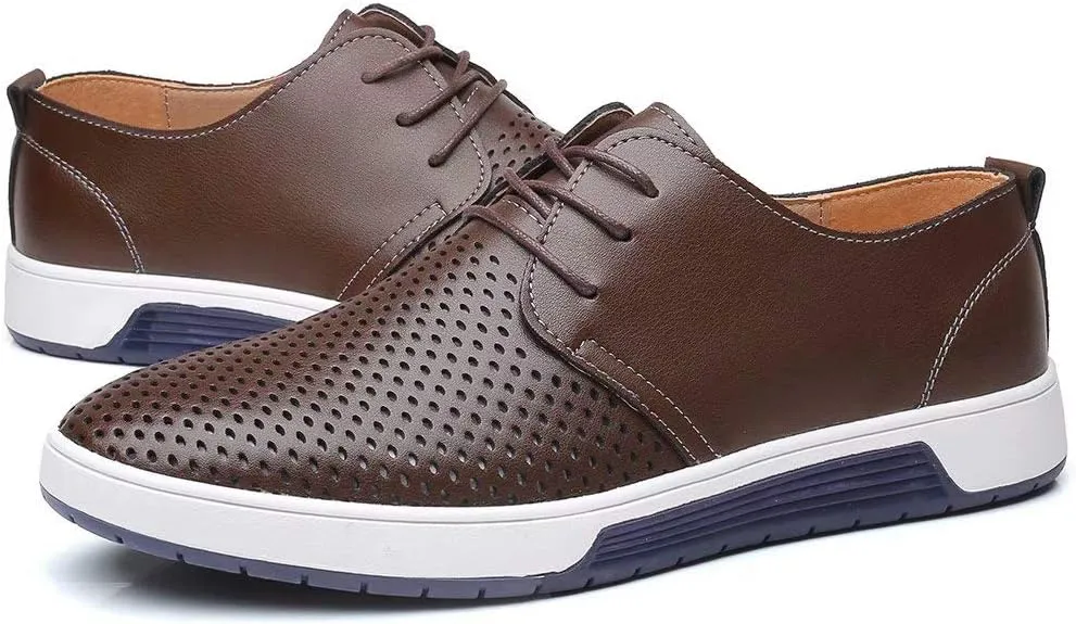 konhill Men's Casual Oxford Shoes - Breathable Dress Shoes Loafers Lace-up Flat Sneakers
