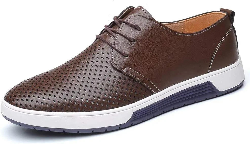 konhill Men's Casual Oxford Shoes - Breathable Dress Shoes Loafers Lace-up Flat Sneakers