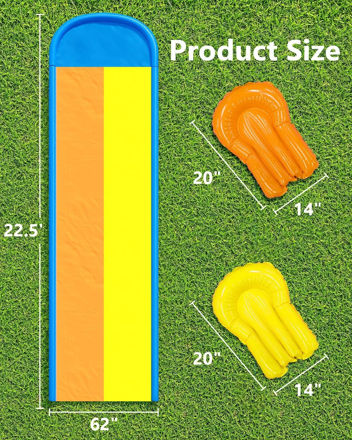 Lawn Water Slides 22.5ft x 62in Double Slide with Built-in Sprinkler and 2 Bodyboards for Kids Adults Backyard, Slip and Slide in Outdoor Water Toys During Summer Holiday