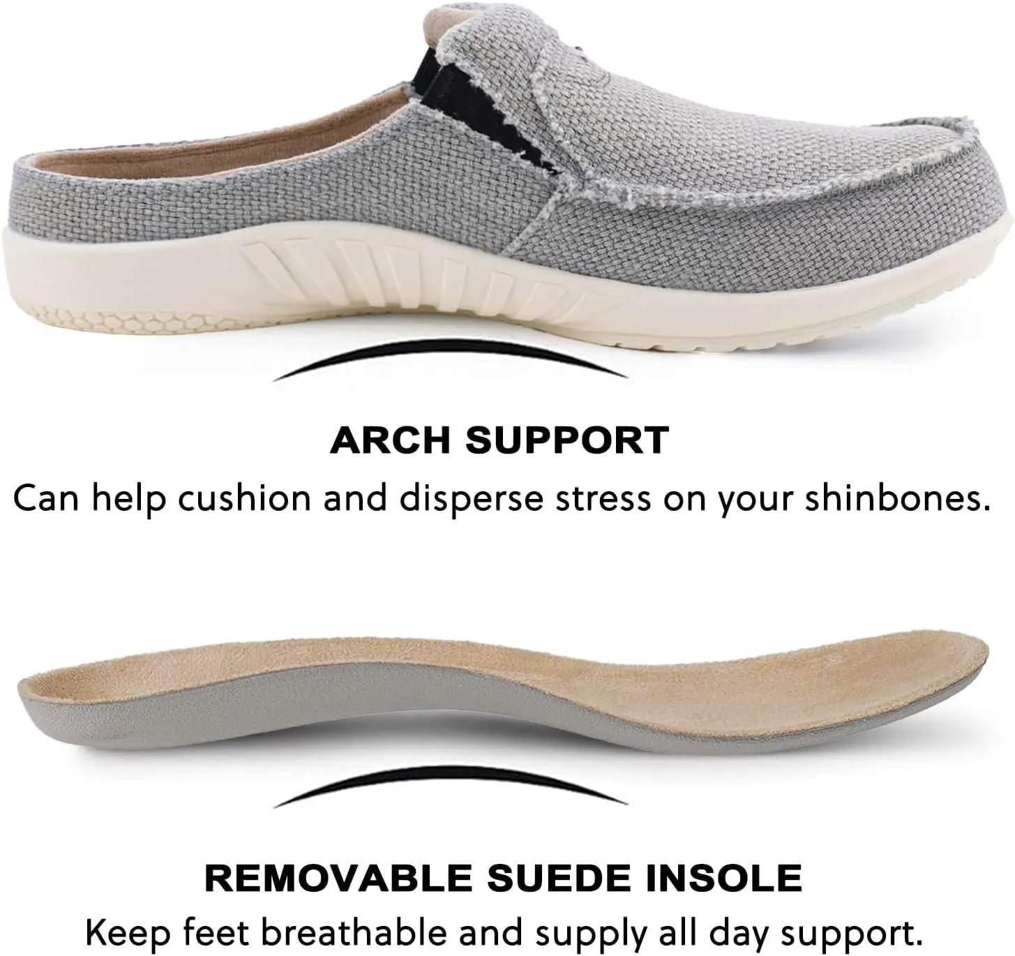LazyStep Men's Orthopedic Slippers with Arch Support, Slip on Indoor Outdoor House Shoes