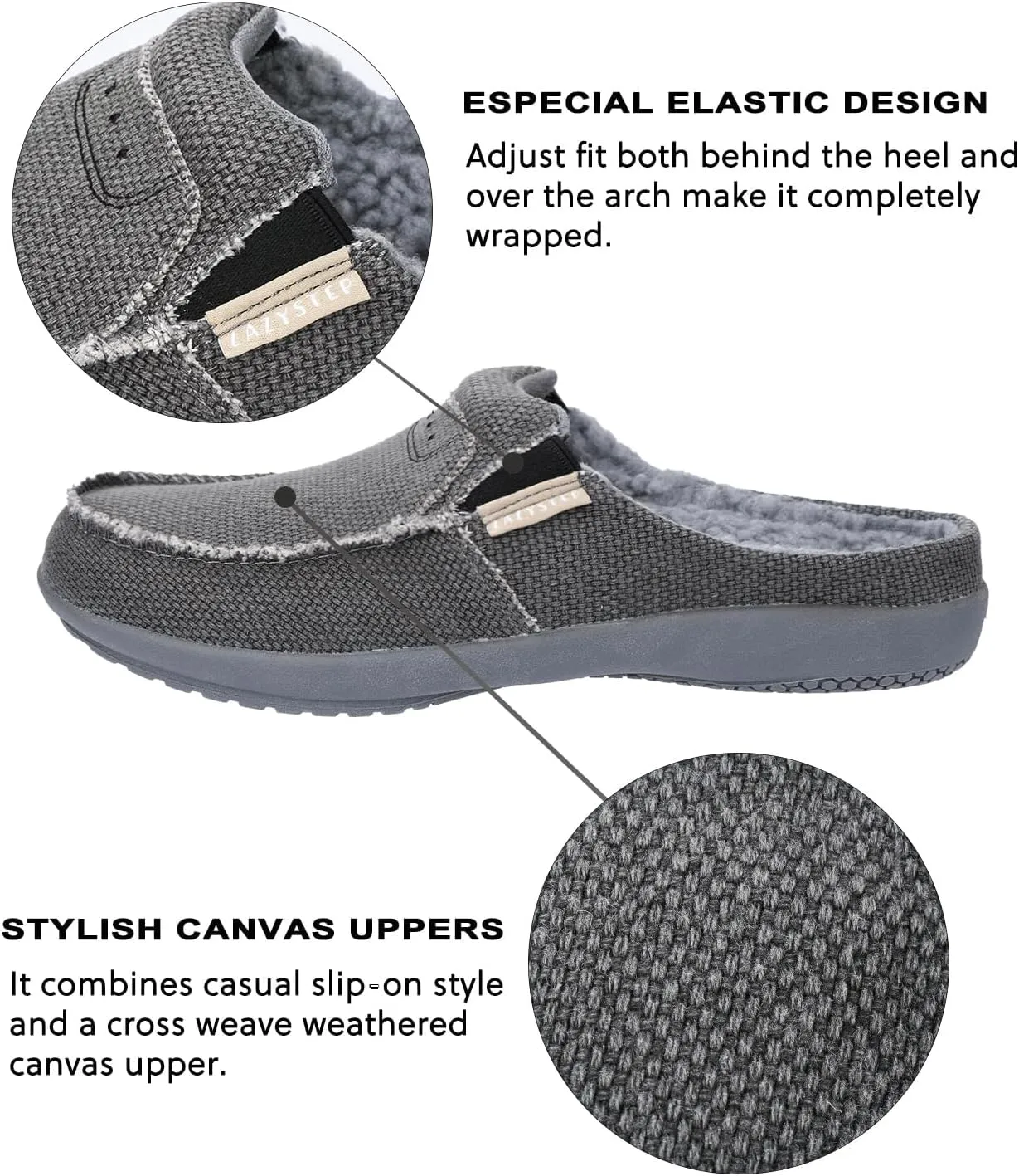 LazyStep Men's Orthopedic Slippers with Arch Support, Slip on Indoor Outdoor House Shoes