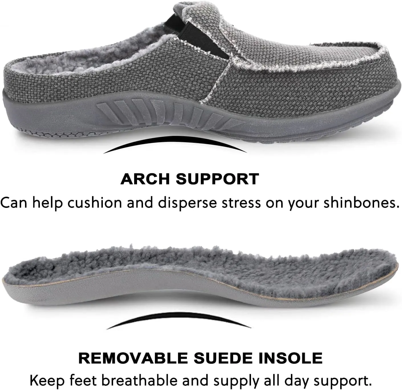 LazyStep Men's Orthopedic Slippers with Arch Support, Slip on Indoor Outdoor House Shoes