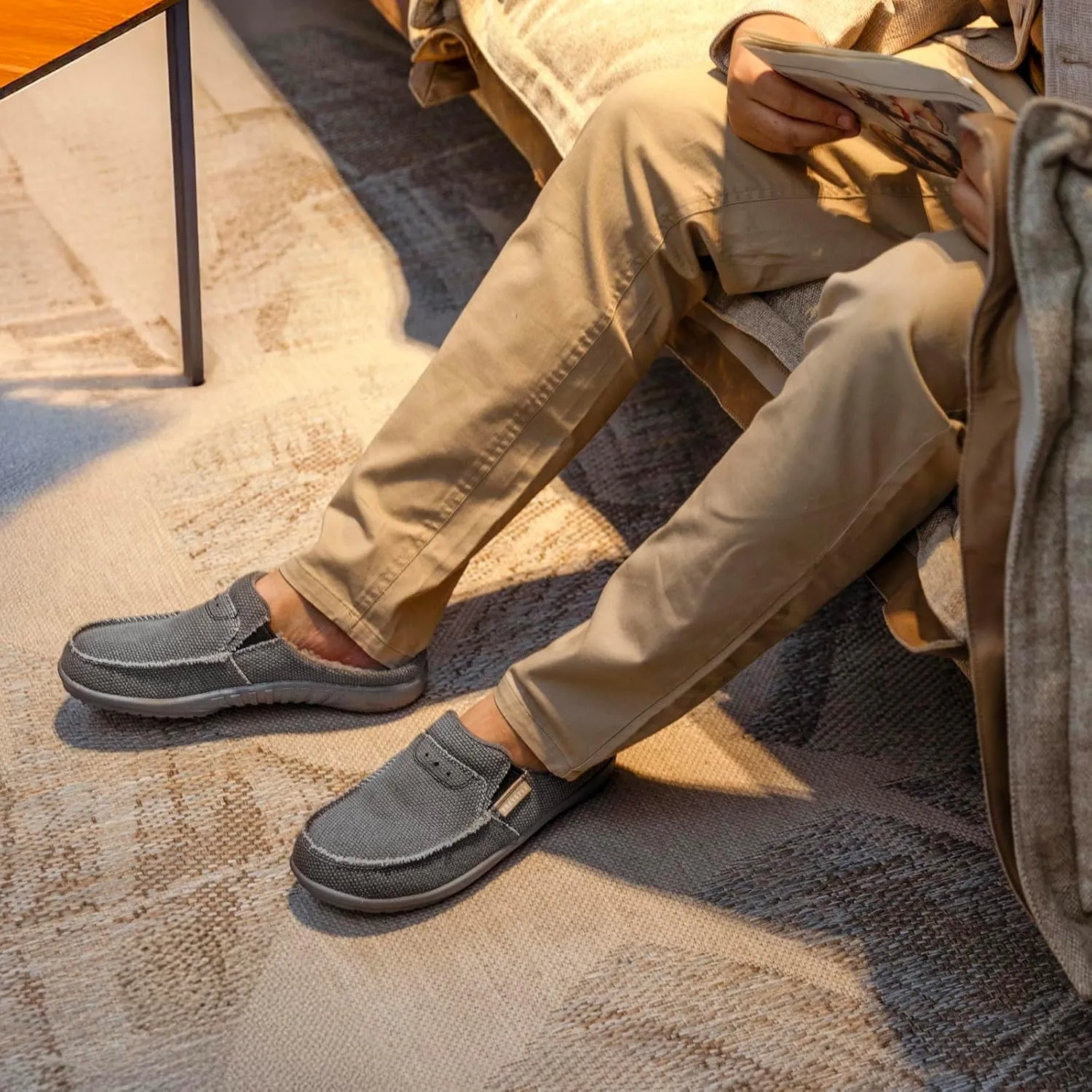 LazyStep Men's Orthopedic Slippers with Arch Support, Slip on Indoor Outdoor House Shoes