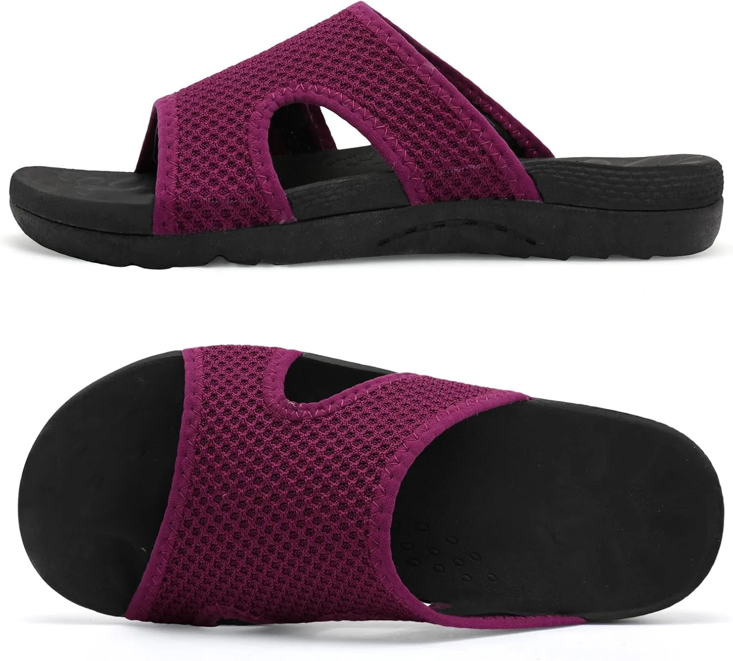LeIsfIt Womens Slide Sandals Arch Support Slides Slip on Plantar Fasciitis Sandals Ladies Yoga Mat Thick Cushion Slipper Slides for Indoor Outdoor