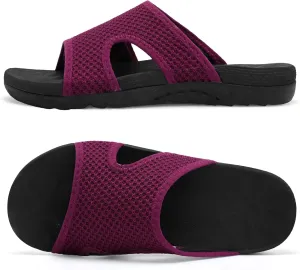 LeIsfIt Womens Slide Sandals Arch Support Slides Slip on Plantar Fasciitis Sandals Ladies Yoga Mat Thick Cushion Slipper Slides for Indoor Outdoor