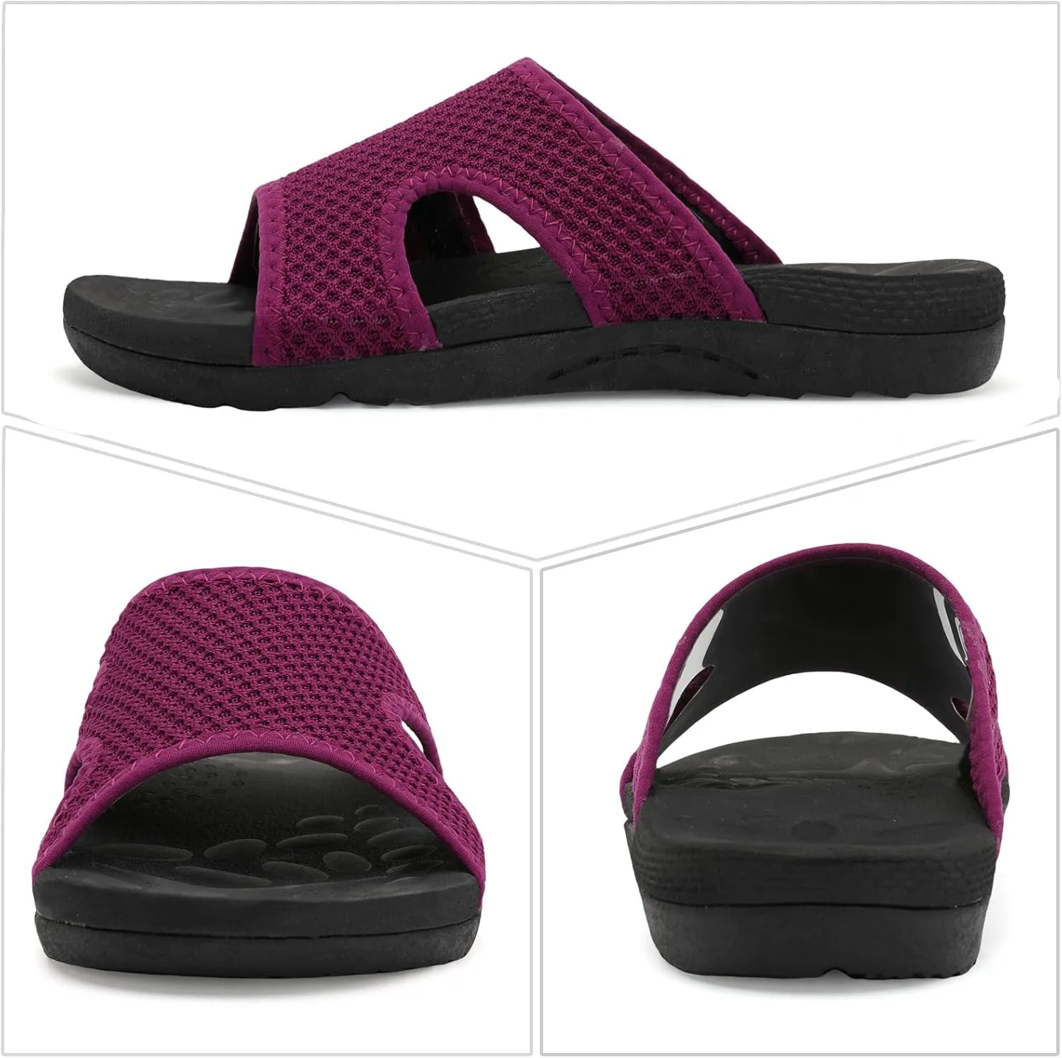 LeIsfIt Womens Slide Sandals Arch Support Slides Slip on Plantar Fasciitis Sandals Ladies Yoga Mat Thick Cushion Slipper Slides for Indoor Outdoor