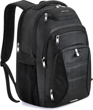 LIGHT FLIGHT Travel Laptop Backpack Men, Water Resistant Laptop Backpack for 17.3 Inch Notebook with USB Charging Hole, Large Computer Backpack for Carry-on Business, Black