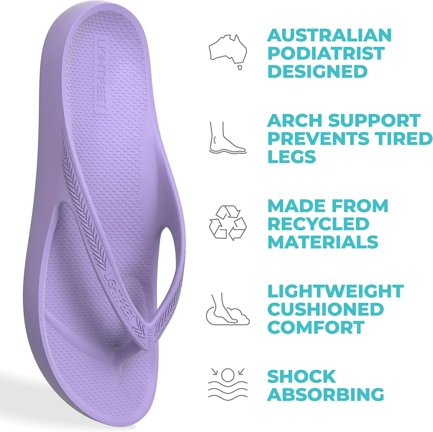 LightFeet Arch Support Flip Flops – Australian Podiatrists Designed FlipFlops for Women & Men Prevent Tired Aching Legs | Unisex Orthotic Plantar Fasciitis Flip Flops Made From Recycled Materials