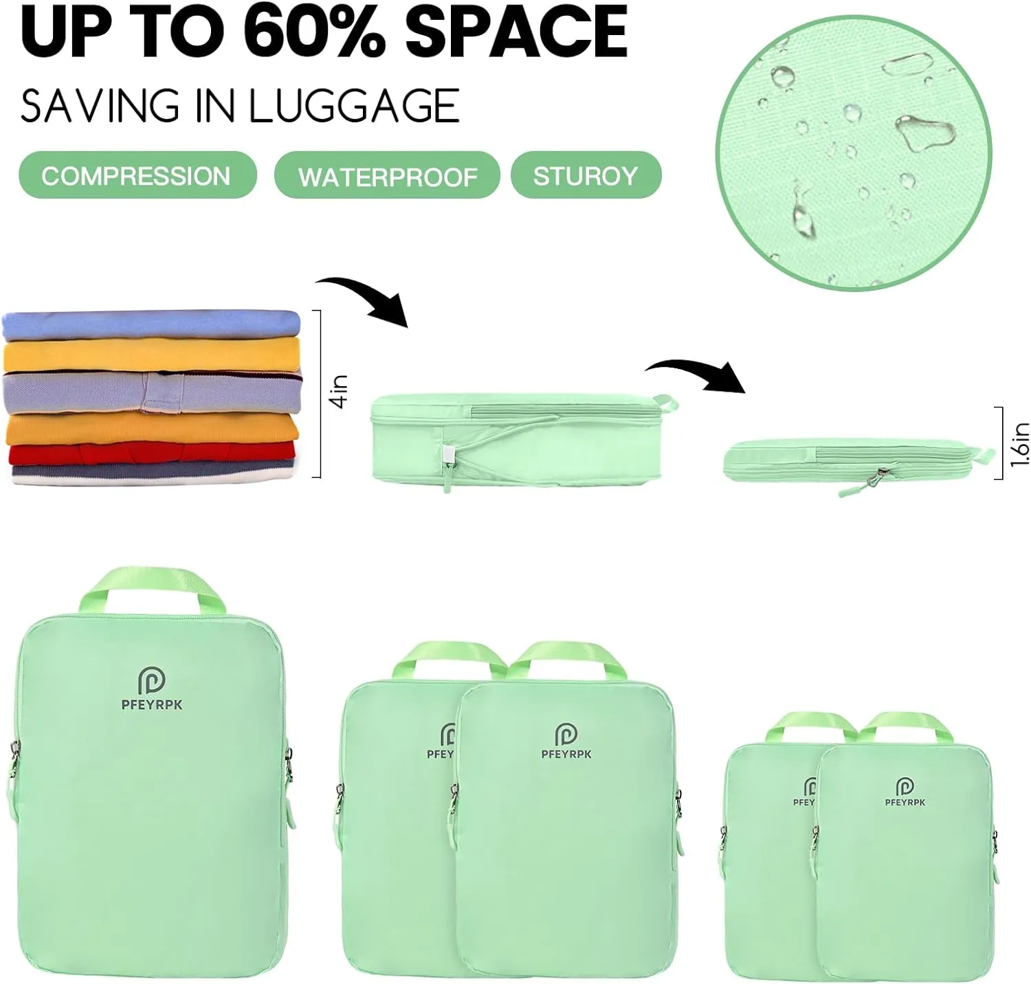 Lightweight Compression Packing Cubes for Suitcases, Compressible Expandable Travel Packing Organizer with Clear Toiletries and Backpack Bag, Travel Essentials for Carry on Luggage 7 Set