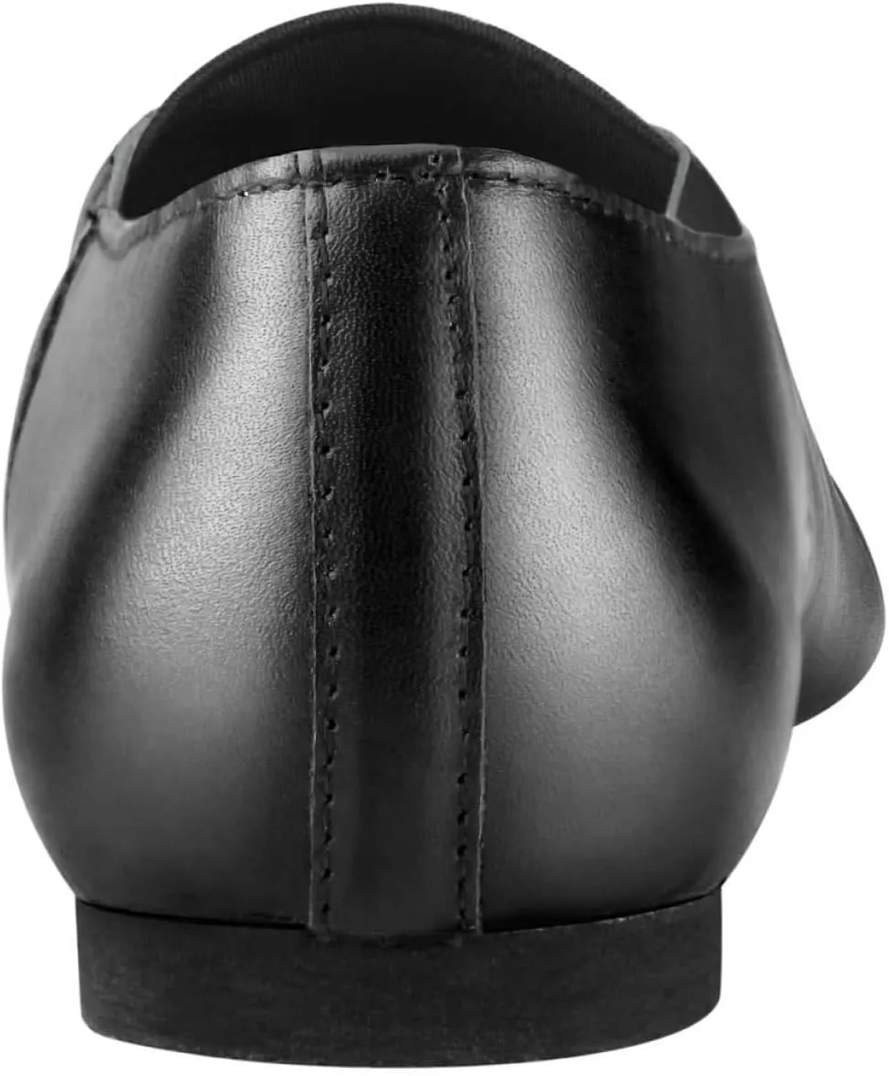 Linodes Women's Leather Upper Jazz Shoe Slip-on with Elastic Top Piece