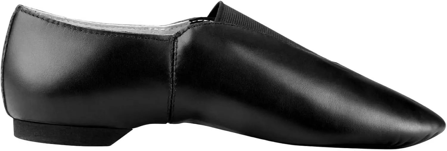 Linodes Women's Leather Upper Jazz Shoe Slip-on with Elastic Top Piece