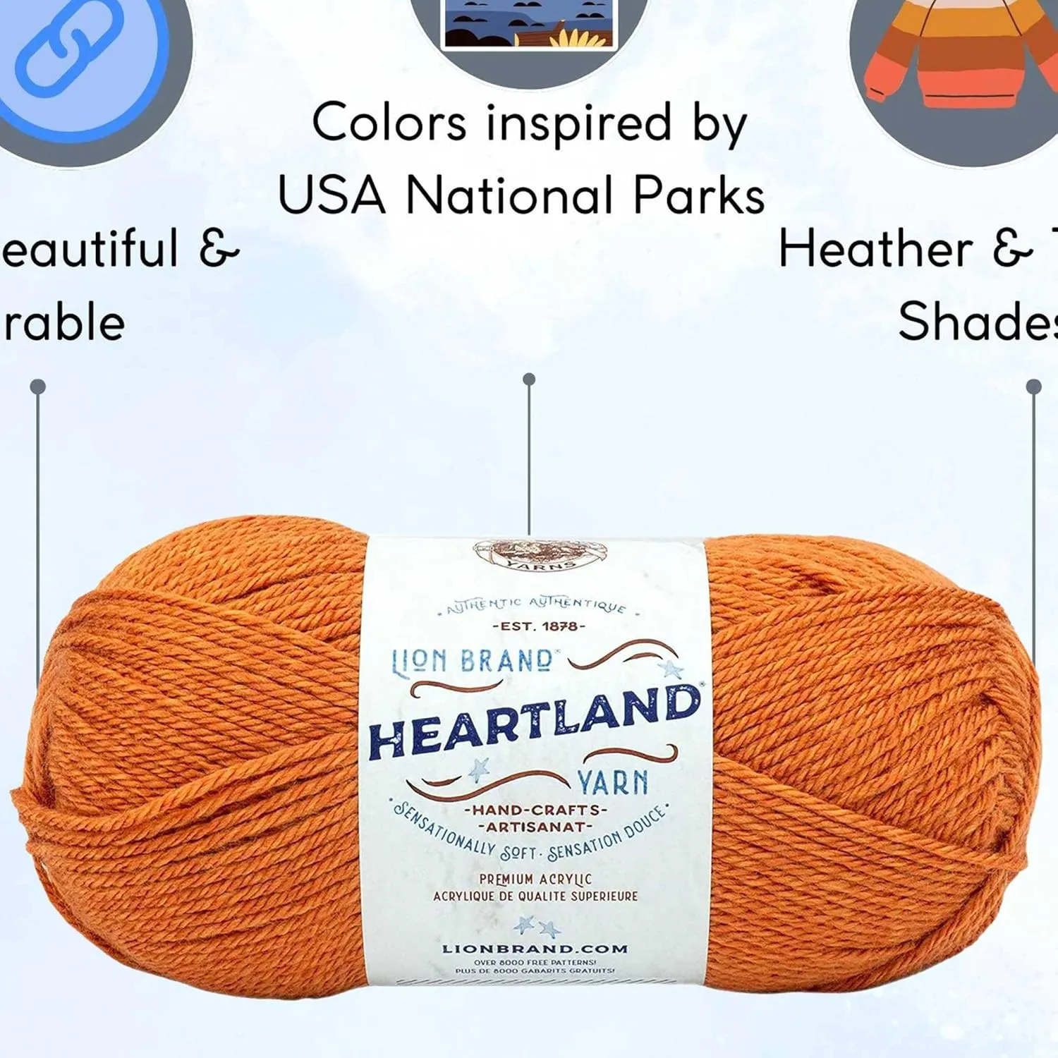 Lion Brand Heartland Gateway Arch 136-134 (3-Skeins - Same Dye Lot) Worsted Medium #4 Acrylic Yarn for Crocheting and Knitting with Project Bag