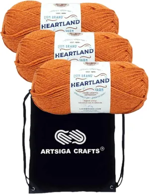 Lion Brand Heartland Gateway Arch 136-134 (3-Skeins - Same Dye Lot) Worsted Medium #4 Acrylic Yarn for Crocheting and Knitting with Project Bag