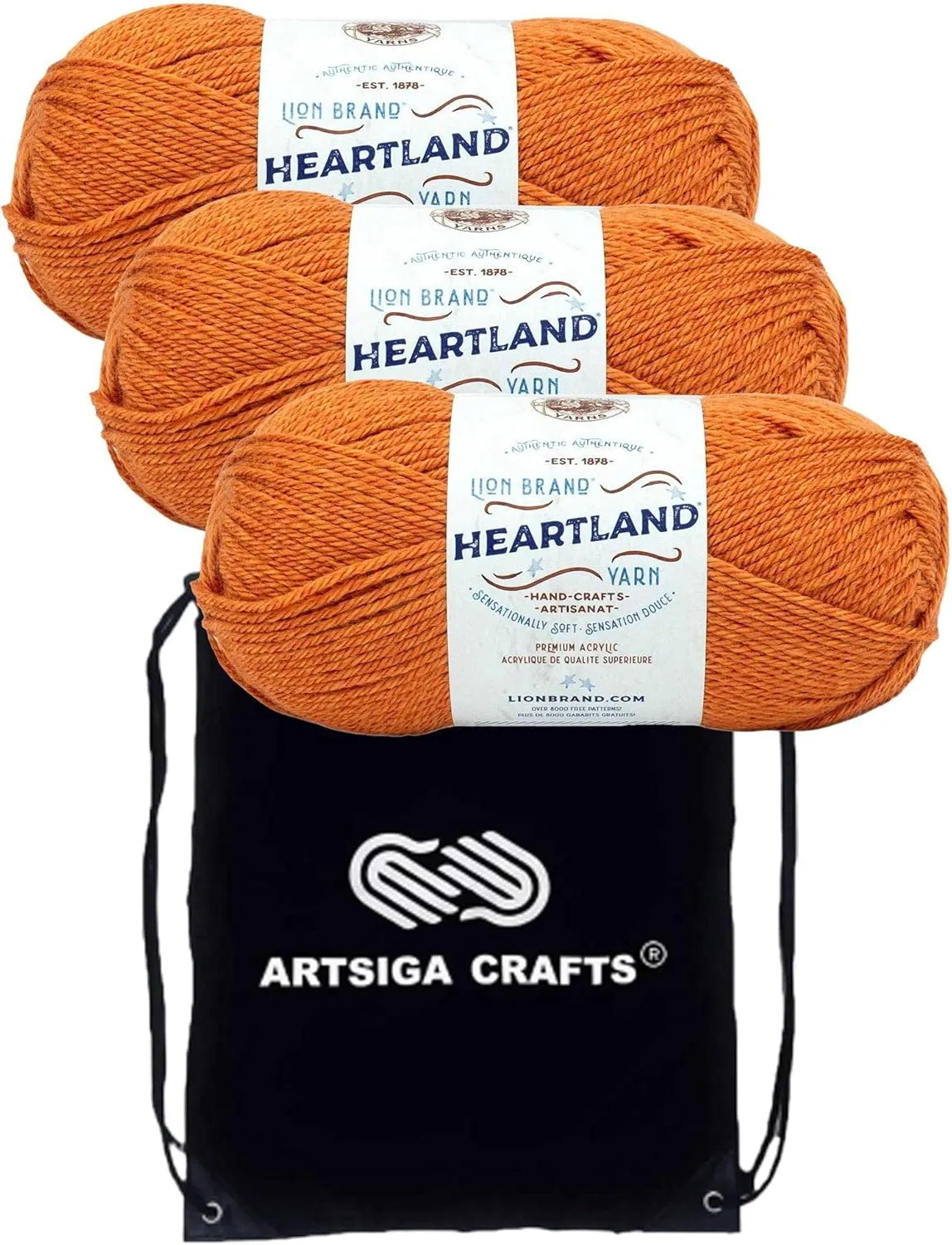 Lion Brand Heartland Gateway Arch 136-134 (3-Skeins - Same Dye Lot) Worsted Medium #4 Acrylic Yarn for Crocheting and Knitting with Project Bag